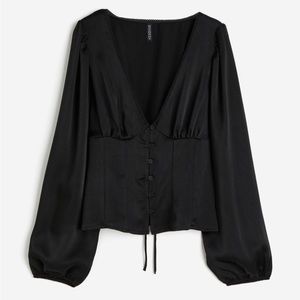 NWT H&M Balloon Sleeved Satin Blouse